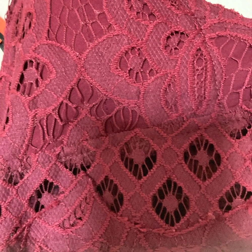 Elegant Burgundy Lace Maxi Dress - Picture 4 of 6